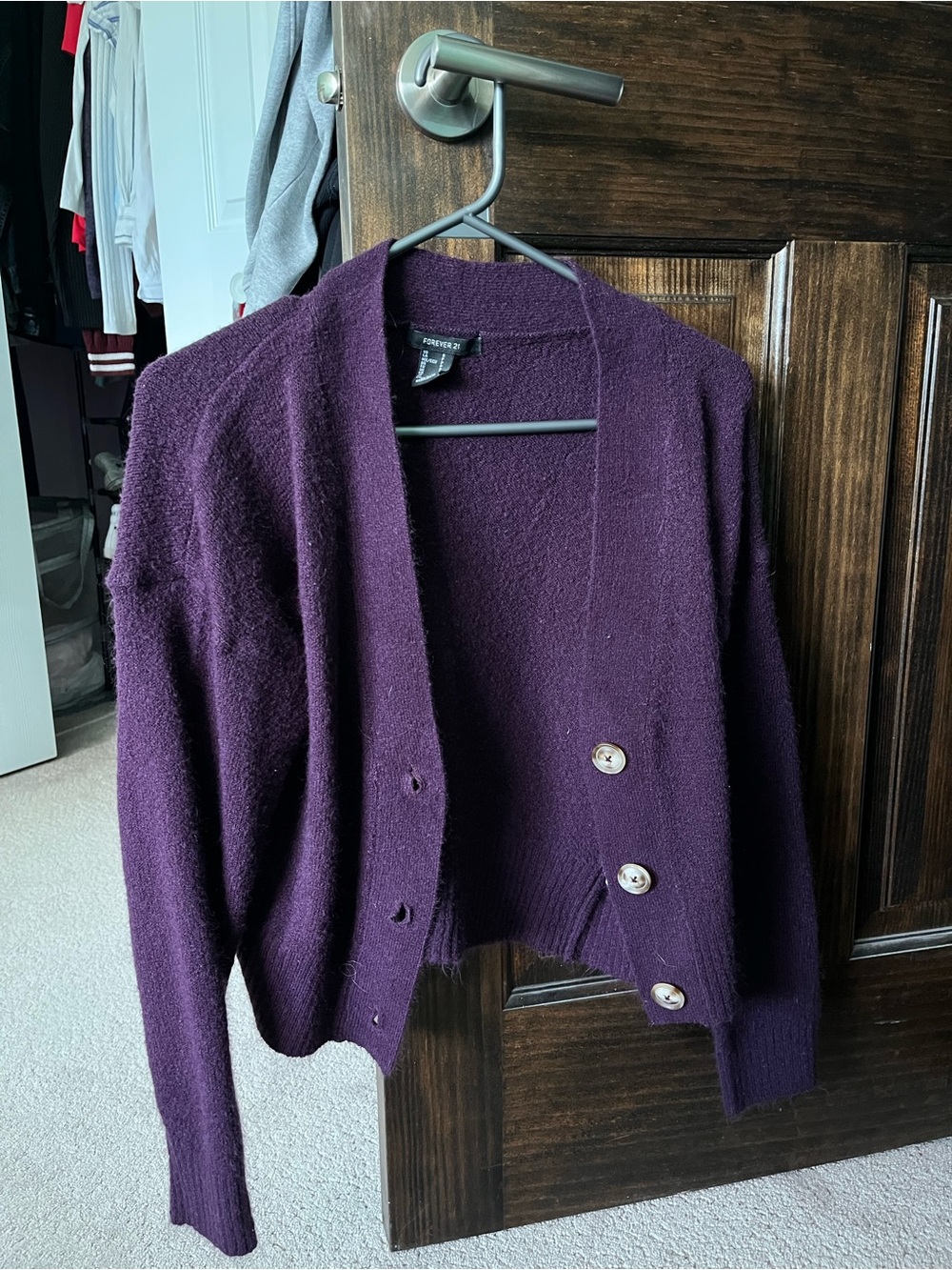 Forever 21 Deep Purple Button-Front Cardigan